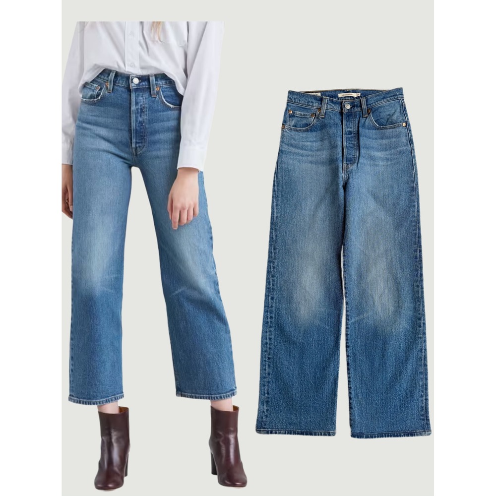 Levis Premium Ribcage Straight Ankle Jeans Jive Swing Blue ALTERED hemline 26